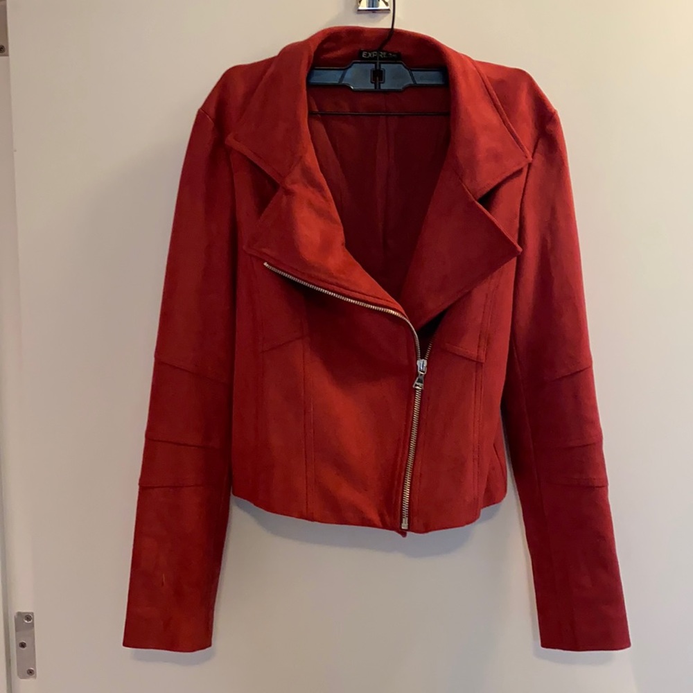 Express faux suede moto jacket
